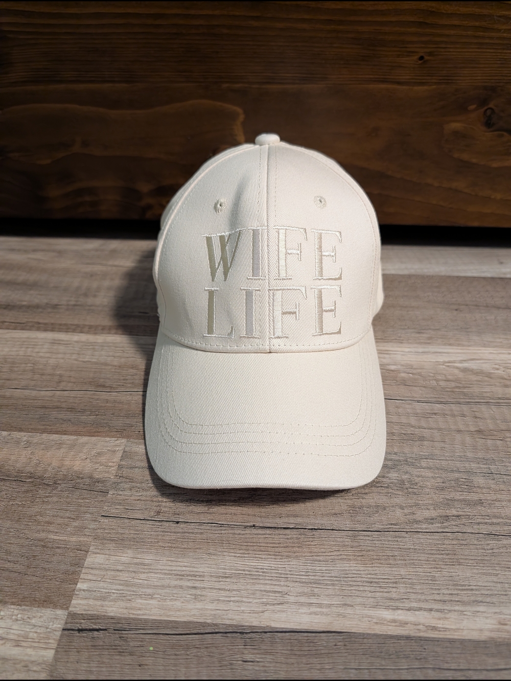 WIFE LIFE Embroidered Baseball Cap - Cream